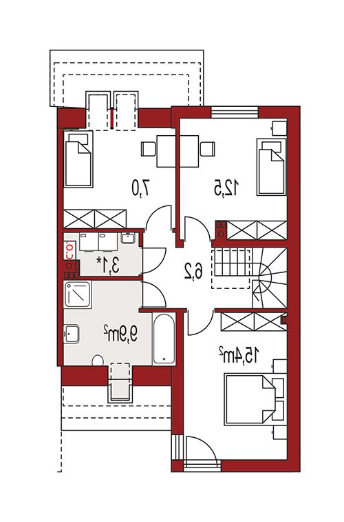 Rzut poddasza lustro POW. 0,0 m²