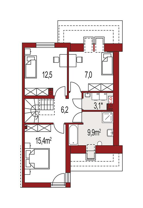 Rzut poddasza POW. 0,0 m²