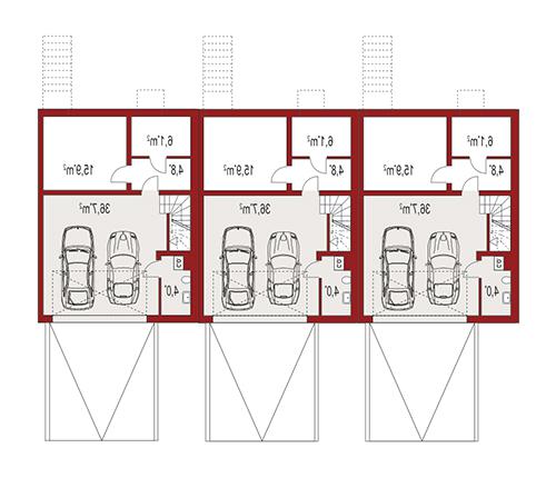 Rzut piwnicy lustro POW. 0,0 m²