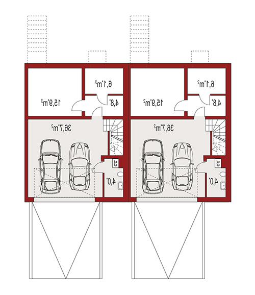Rzut piwnicy lustro POW. 0,0 m²
