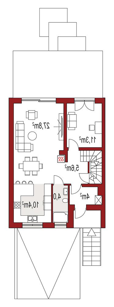 Rzut parteru lustro POW. 0,0 m²
