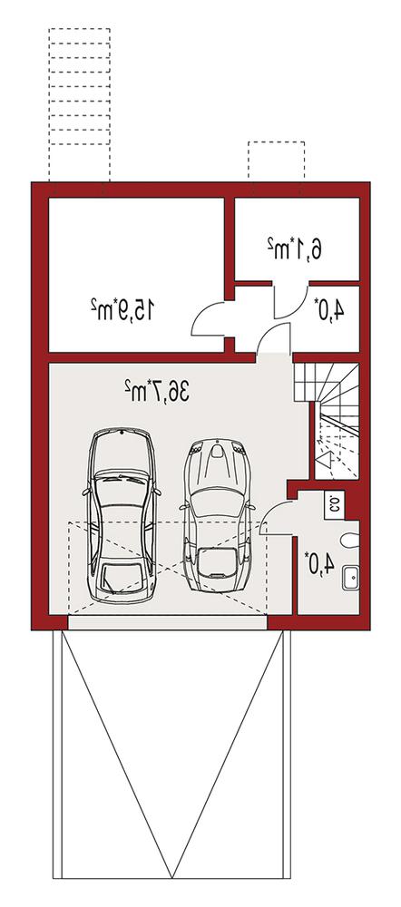 Rzut piwnicy lustro POW. 0,0 m²