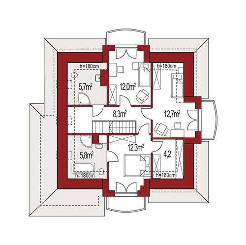 Rzut poddasza POW. 0,0 m²