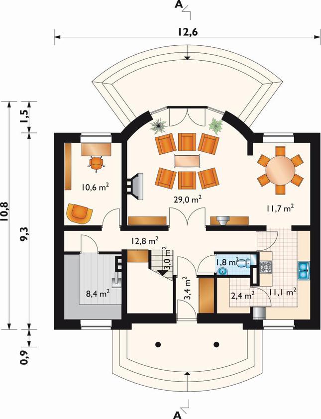 Rzut parteru POW. 94,3 m²