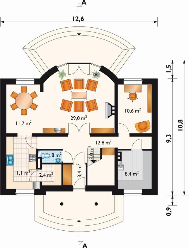 Rzut parteru lustro POW. 94,3 m²