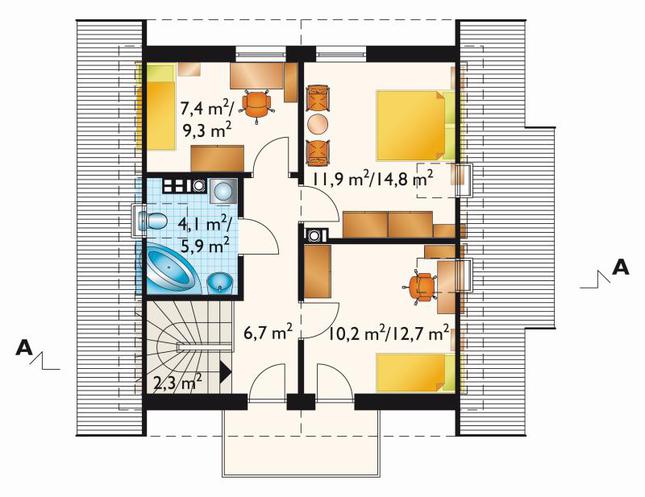 Rzut poddasza POW. 51,7 m²