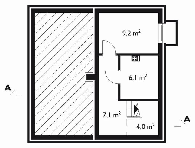 Rzut piwnicy lustro POW. 26,4 m²