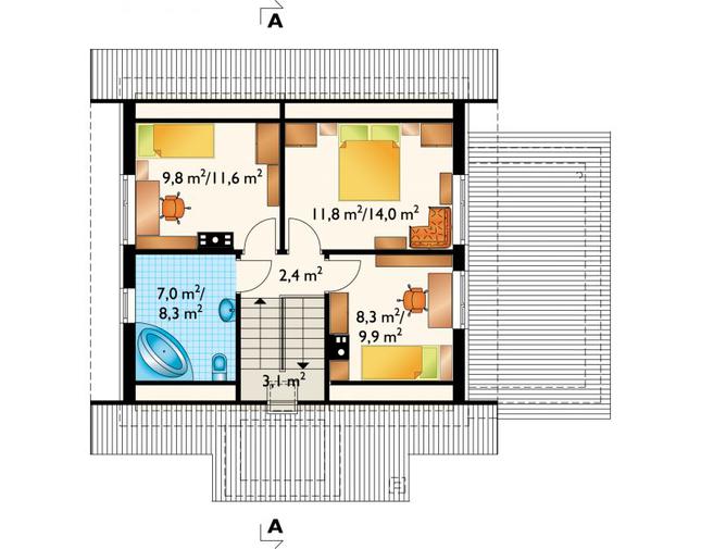 Rzut poddasza POW. 49,3 m²