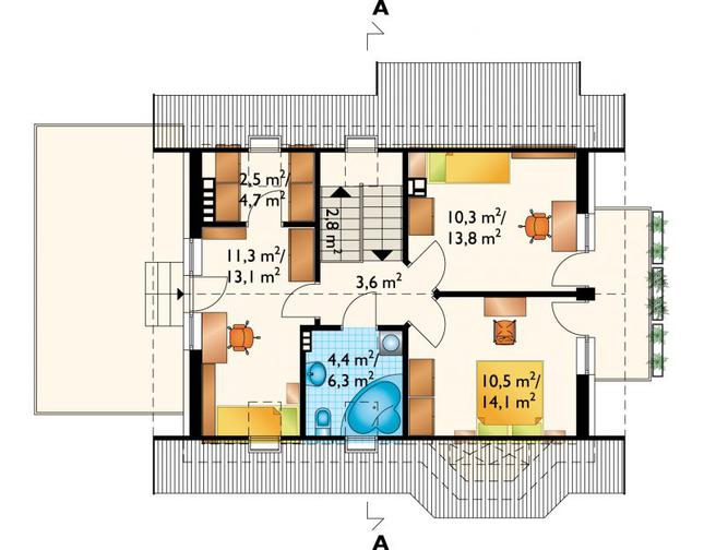 Rzut poddasza POW. 58,5 m²
