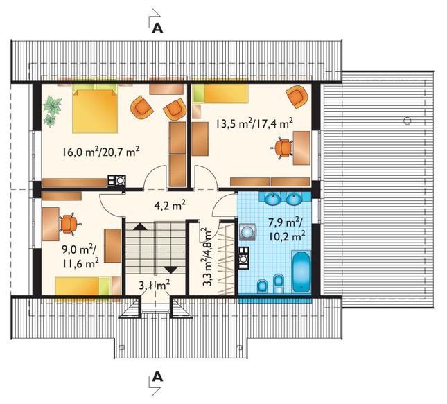 Rzut poddasza POW. 72,0 m²