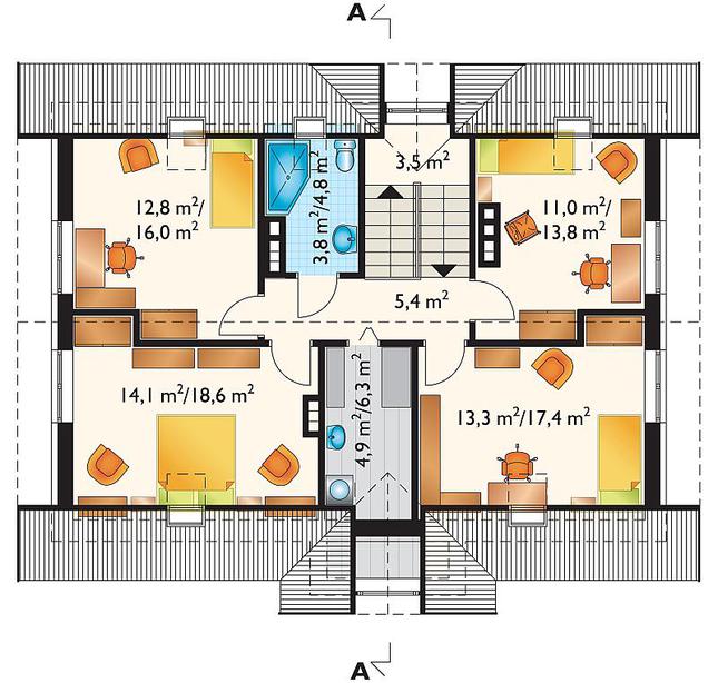 Rzut poddasza POW. 85,9 m²