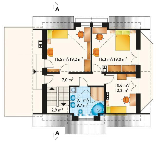 Rzut poddasza POW. 70,0 m²