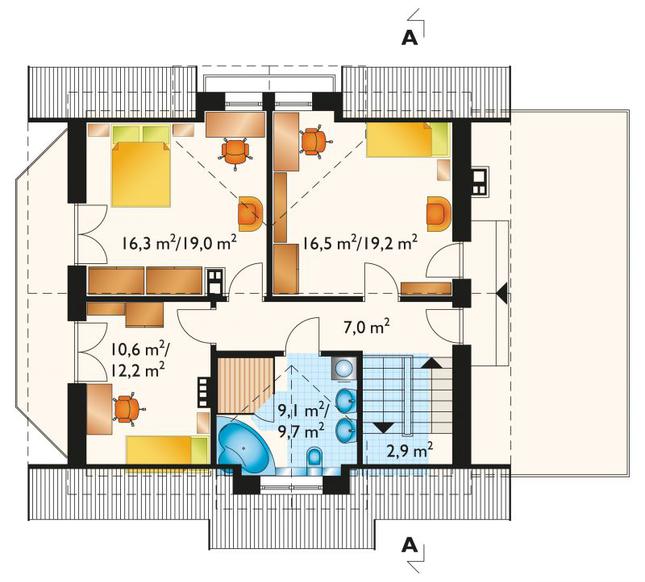 Rzut poddasza lustro POW. 70,0 m²