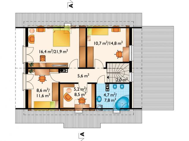 Rzut poddasza POW. 72,2 m²