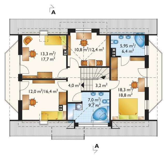 Rzut poddasza POW. 88,6 m²