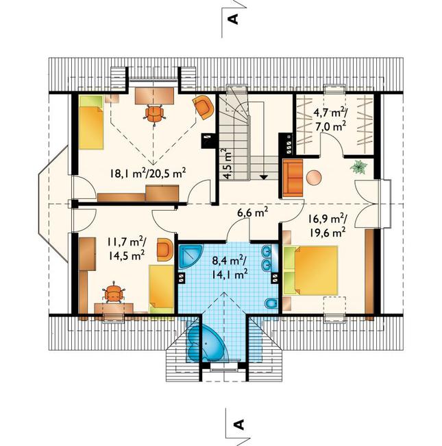 Rzut poddasza POW. 86,8 m²