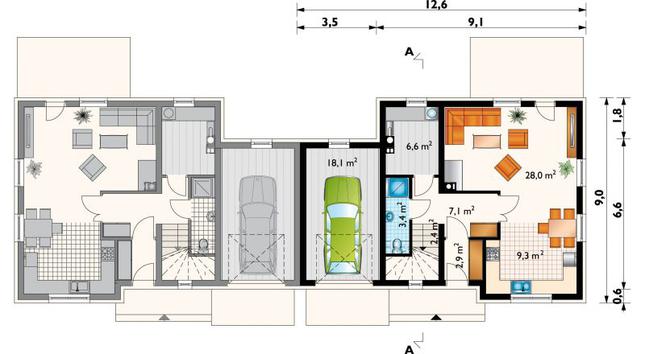 Rzut parteru POW. 77,8 m²