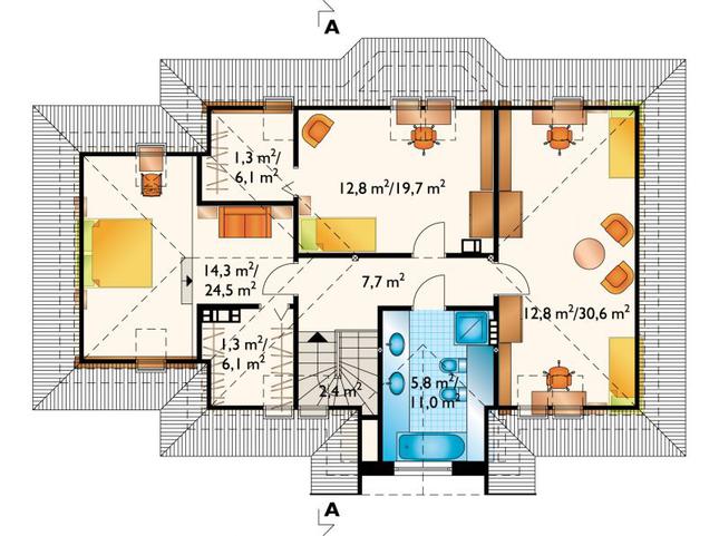 Rzut poddasza POW. 108,1 m²