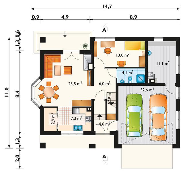 Rzut parteru POW. 110,0 m²