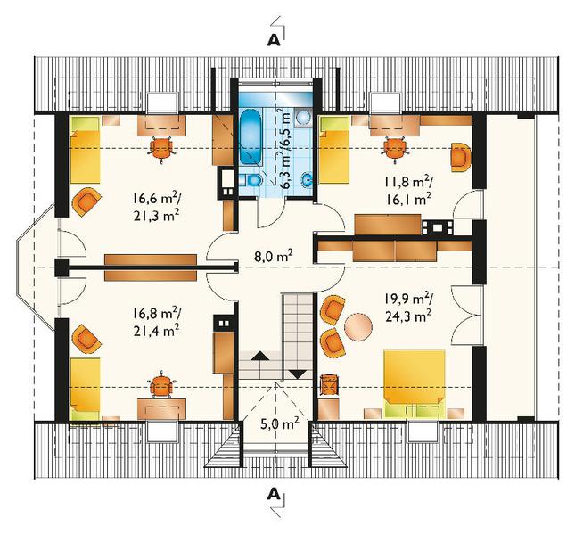 Rzut poddasza POW. 102,6 m²