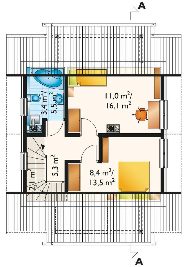Rzut poddasza POW. 42,5 m²