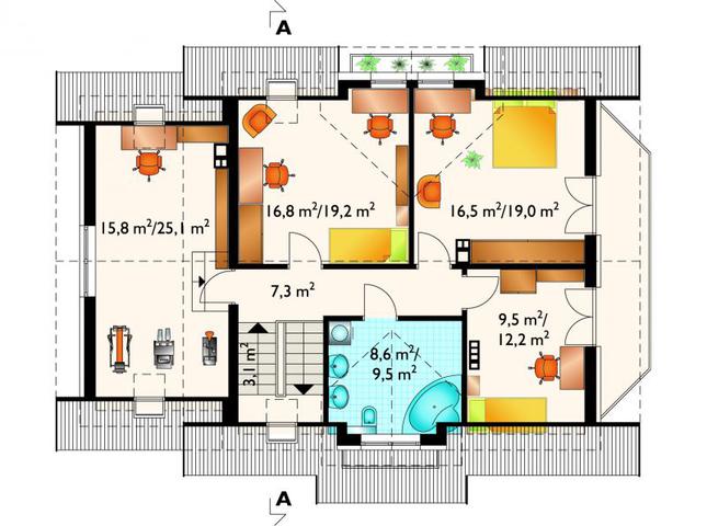 Rzut poddasza POW. 95,4 m²