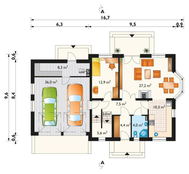 Rzut parteru POW. 119,2 m²