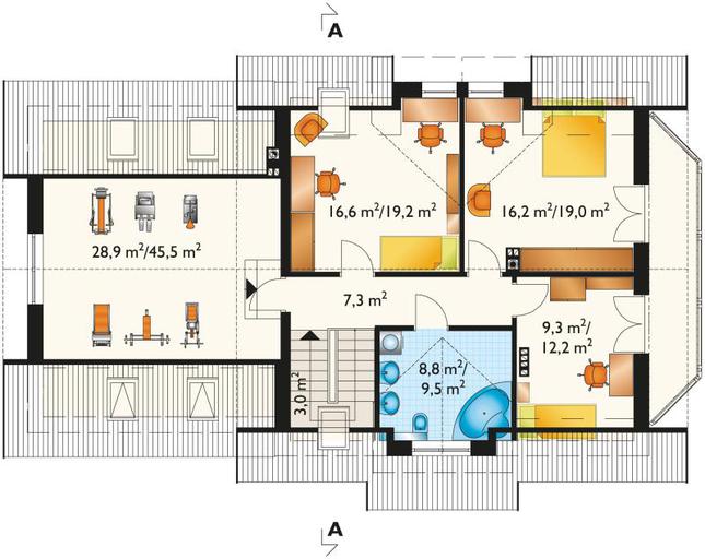 Rzut poddasza POW. 115,7 m²