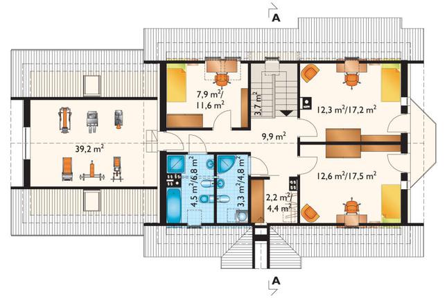 Rzut poddasza POW. 115,1 m²