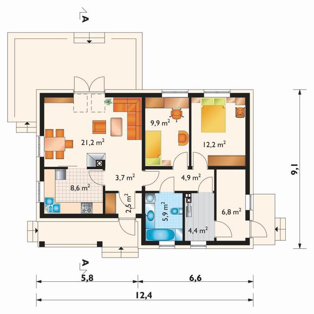 Rzut parteru lustro POW. 80,1 m²