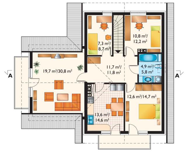 Rzut poddasza POW. 100,4 m²