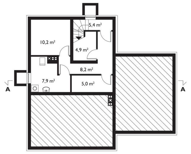 Rzut piwnicy lustro POW. 41,6 m²