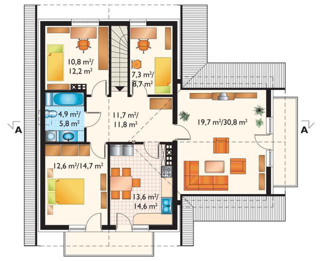 Rzut poddasza lustro POW. 100,4 m²