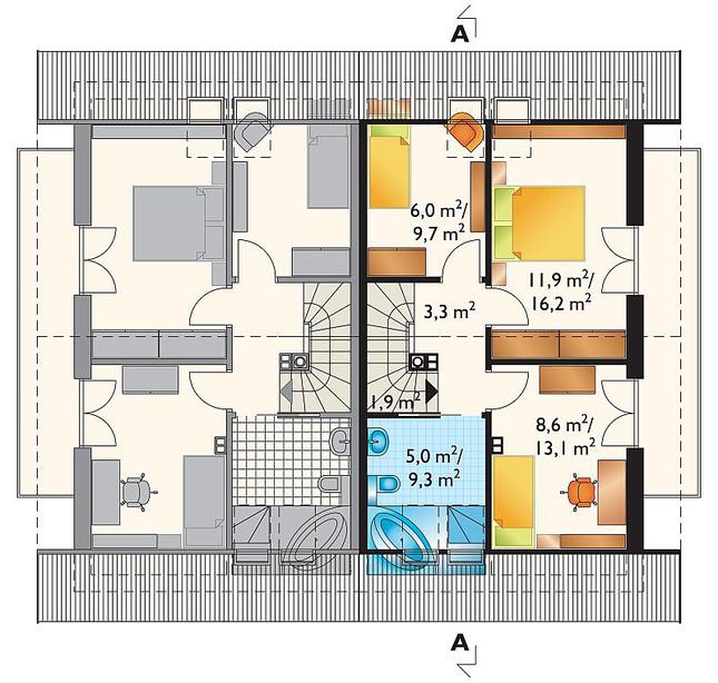 Rzut poddasza POW. 53,5 m²