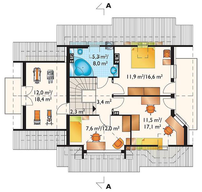 Rzut poddasza POW. 77,8 m²