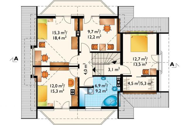 Rzut poddasza POW. 81,0 m²