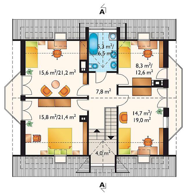 Rzut poddasza POW. 92,5 m²