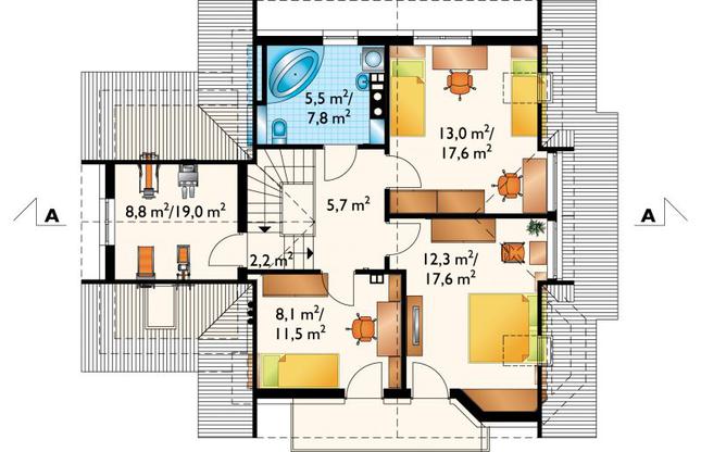 Rzut poddasza POW. 81,4 m²