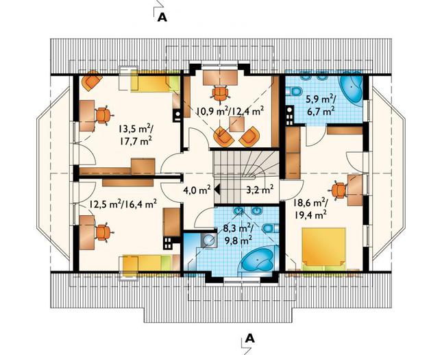Rzut poddasza POW. 89,6 m²
