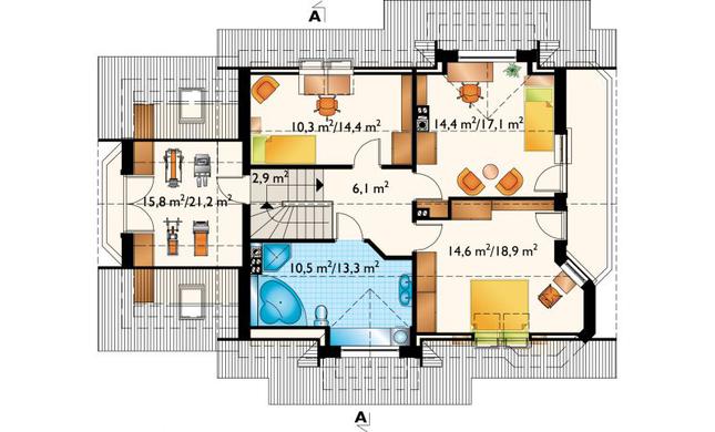 Rzut poddasza POW. 93,9 m²
