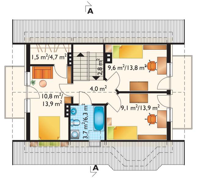 Rzut poddasza POW. 59,4 m²