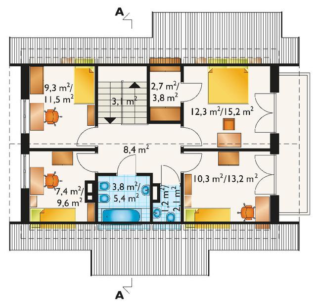 Rzut poddasza POW. 72,3 m²