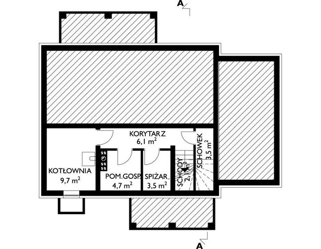 Rzut piwnicy POW. 29,6 m²