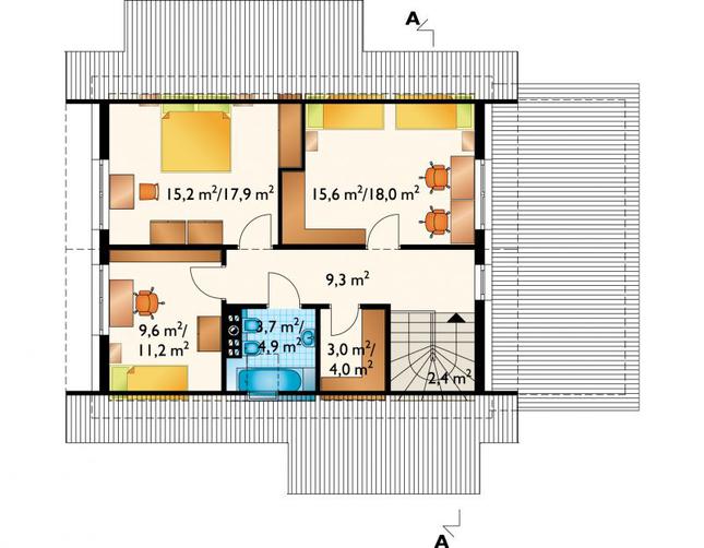 Rzut poddasza POW. 67,7 m²