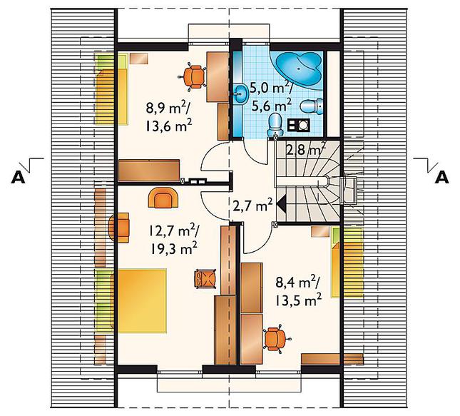 Rzut poddasza POW. 57,5 m²