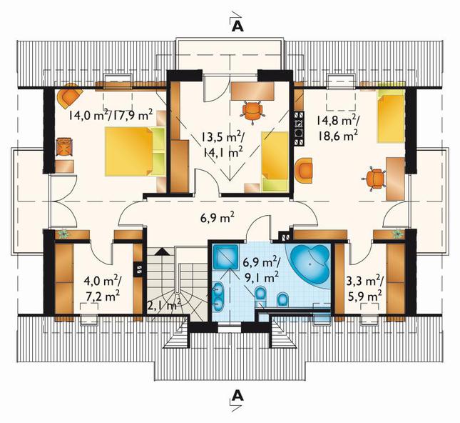 Rzut poddasza lustro POW. 81,8 m²