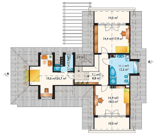 Rzut poddasza POW. 89,0 m²