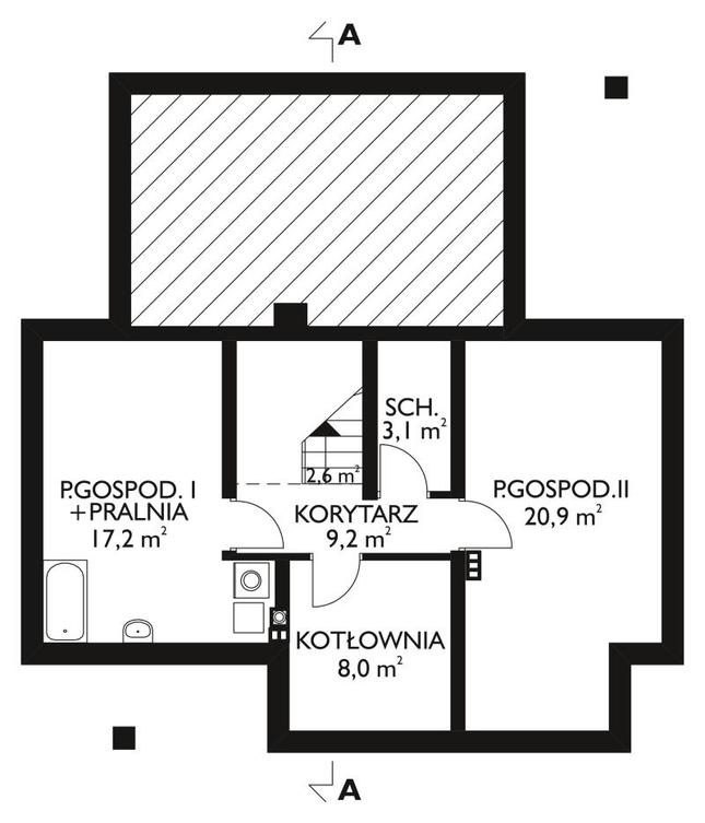 Rzut piwnicy POW. 51,0 m²