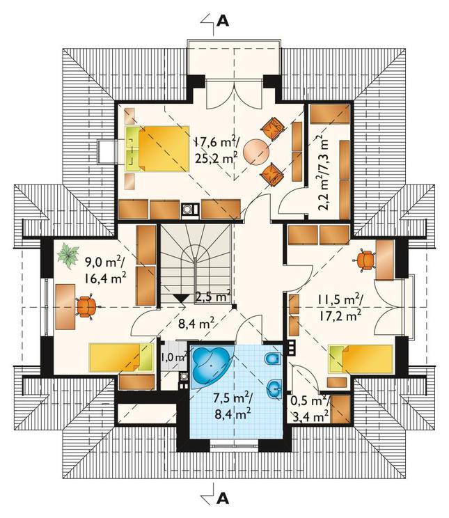 Rzut poddasza POW. 89,8 m²