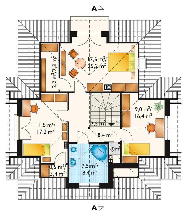 Rzut poddasza lustro POW. 89,8 m²